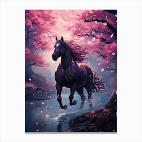 Horse A Purple Sky With Purple Flowers Canvas Print