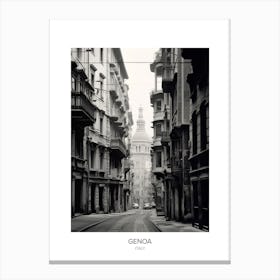 Poster Of Genoa, Italy, Black And White Photo 1 Canvas Print