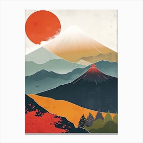 Japandi Cubist Fusion: Japanese Landscape Canvas Print