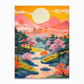 Japanese Landscape Art Poster, Japanese Wall Art, Colorful Landscape, Japanese Wall Art, Living Room Decor Canvas Print