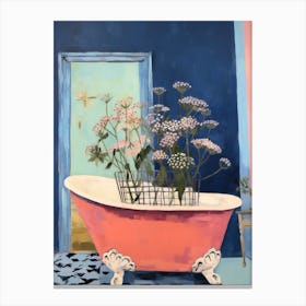 A Bathtube Full Of Queen Anne S Lace In A Bathroom 4 Canvas Print