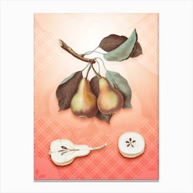 Pear Vintage Botanical in Peach Fuzz Tartan Plaid Pattern n.0169 Canvas Print