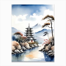 Japanese Landscape Watercolor Painting (79) Canvas Print