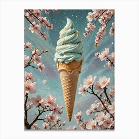 Cherry Blossom Ice Cream Cone no1 Canvas Print