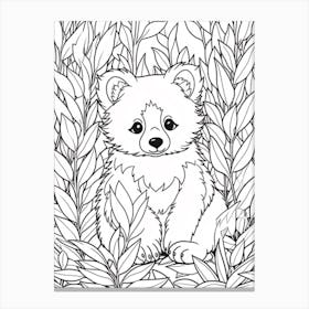 Line Art Jungle Animal Red Panda 1 Canvas Print