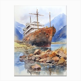 Titanic Ship Wreck Watercolour 1 Canvas Print