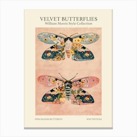Velvet Butterflies Collection Pink Shades Butterfly William Morris Style 2 Canvas Print