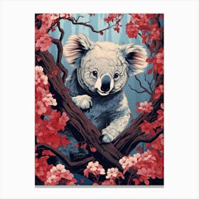 Koala Animal Drawing In The Style Of Ukiyo E 4 Canvas Print