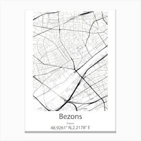 Bezons,France Minimalist Map Canvas Print