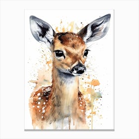 Baby Deer Watercolour Nursery 2 Canvas Print