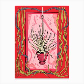 Pink And Red Plant Illustration Air Plant Canvas Print