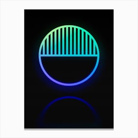Neon Blue and Green Abstract Geometric Glyph on Black n.0259 Canvas Print