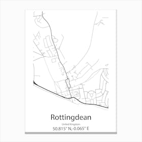 Rottingdean,United Kingdom Minimalist Map Canvas Print