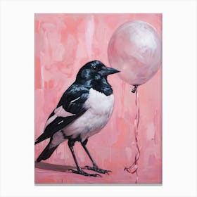 Cute Magpie With Balloon Canvas Print