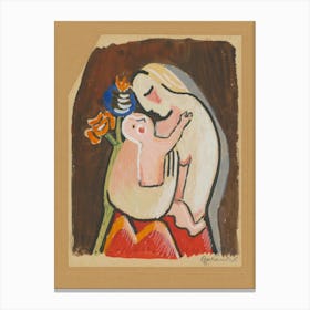 Mother And Child With Poppy, Mikuláš Galanda Canvas Print