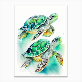 Conservation Sea Turtles, Sea Turtle Watercolour 1 Canvas Print