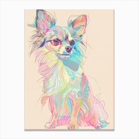 Papillon Dog Pastel Line Watercolour Illustration  2 Canvas Print
