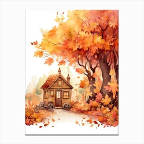 Cute Autumn Fall Scene 50 Canvas Print