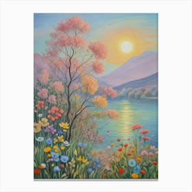 Romantic Lake Sunset Canvas Print