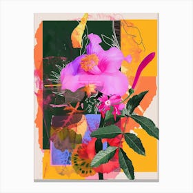 Portulaca 4 Neon Flower Collage Canvas Print