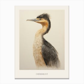 Vintage Bird Drawing Cormorant 1 Poster Canvas Print