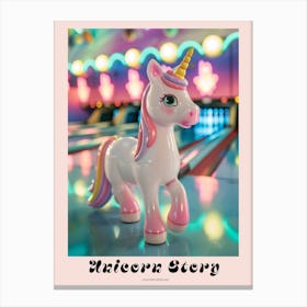 Toy Unicorn In A Bowling Alley 2 Poster Canvas Print