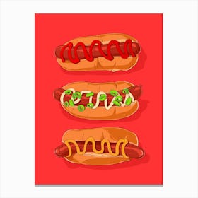 Hotdog Red Canvas Print
