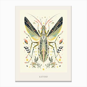 Colourful Insect Illustration Katydid 12 Poster Canvas Print