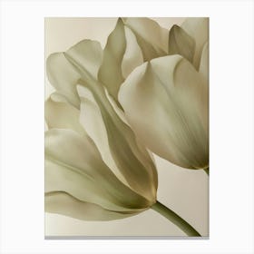 Green Beige Close Up Petals 2 Canvas Print