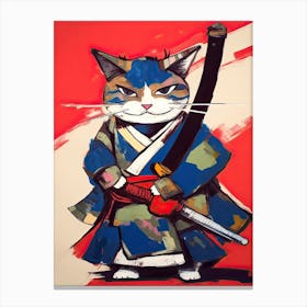 Cat Samurai In Fauvist Matisse Japanese Style  1 Canvas Print