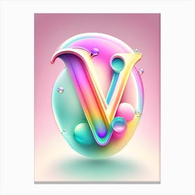 V, Alphabet Bubble Rainbow Canvas Print