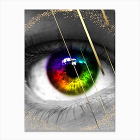 Rainbow Eye With Gold Canvas Print