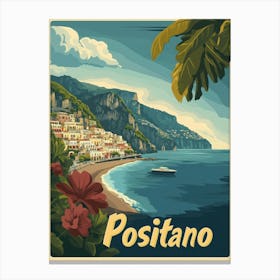 Aihrgdesign A Retro Travel Poster For Positano Featuring A Vi 33ede9c3 02bf 4b76 8a4b 990dbbca5cb3 3 Canvas Print