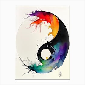 Colourful Yin And Yang 2 Japanese Ink Canvas Print
