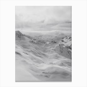Mountains Cloudy Alps Black And White Canvas Print