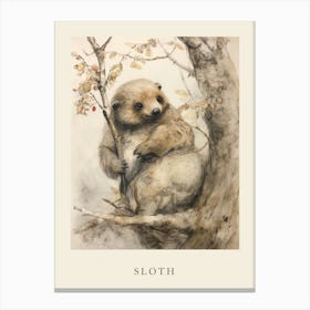 Beatrix Potter Inspired  Animal Watercolour Sloth 2 Canvas Print