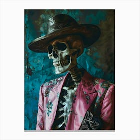 Skeleton In Pink Suit Canvas Print