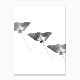 Abstract Spotted Eagle Ray Black and White Minimalist Boho Oceanic Art Print Canvas Print