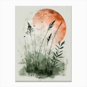 Moon And Grass Canvas Print