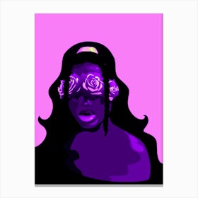 Afro Girl Art Prints Illustration Purple Canvas Print