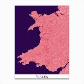 Wales Pink Purple Map Canvas Print