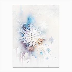 White, Snowflakes, Storybook Watercolours 4 Canvas Print