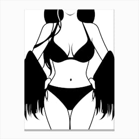 Black And White Bikini Girl Canvas Print