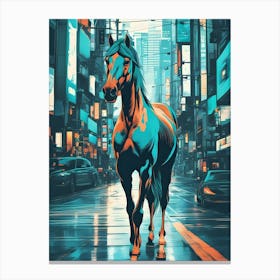 Horse In Tokyo 2 In Graphic Novel Style Canvas Print