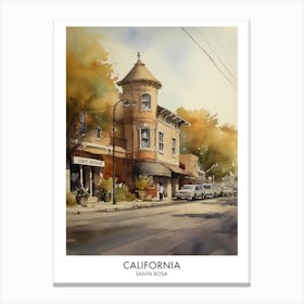 Santa Rosa, California 2 Watercolor Travel Poster Canvas Print