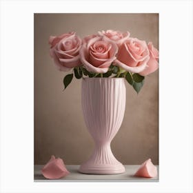 A Vase Of Pink Roses 27 Canvas Print