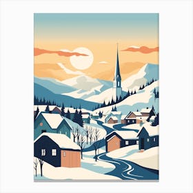 Vintage Winter Travel Illustration Abisko Sweden 3 Canvas Print