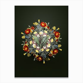 Vintage Peliosanthes Teta Flower Wreath on Olive Green n.1041 Canvas Print