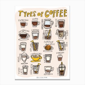 Types Of Coffee - Sunflower Canvas Print