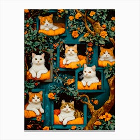 Romantic Cat Wall Canvas Print